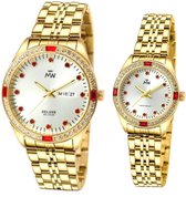 Mats Watch Collectie - REDSTONE - SET van 2 Horloges voor haar & hem - Belgische Merk - goud - Sieraden - Koppel horloges - Deluxe - Belgische kwaliteit -25 jaar garantie- Limited Edition - horloge voor Dames - horloge voor Heren