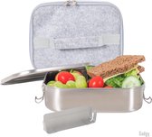 Gadgy Lunchbox en acier inoxydable avec Gadgy - 1400 ml. - Boîte à pain avec séparateur de nourriture amovible
