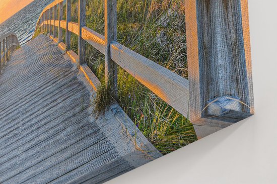 Artaza Canvas Schilderij Voetpad met Zee en Vogels - 90x60 cm - Wanddecoratie Woonkamer - Schilderijen - Muurdecoratie