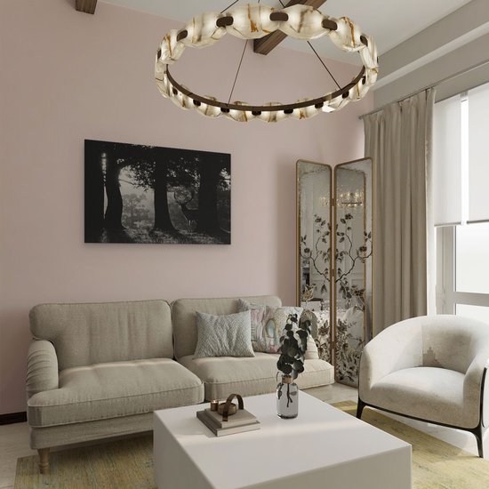 Artaza Peinture sur Toile Cerf dans les Forêts au Lever du Soleil - Zwart Wit - 90x60 - Photo sur Toile - Impression sur Toile