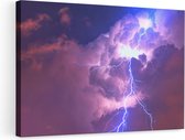 Artaza Canvas Schilderij - Blikseminslag tussen de Wolken - Onweer - 90x60 - Foto Op Canvas - Canvas Print - Muurdecoratie