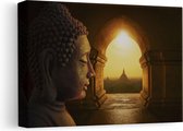 Artaza Canvas Schilderij Boeddha met Mooi Uitzicht - 30x20 - Klein - Foto Op Canvas - Canvas Print