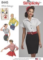 Simplicity Naaipatroon 8445 H5 - Blouse en riem met variatie - Jaren '50 vintage - Maat 32 - 40