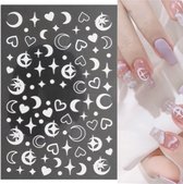 PRO-Deals | Nagelstickers | Tijdelijk x 2 | Unieke Nagel Stickers | Maan Ster Wit | Nail Art 3D Stickers | Nagelstickers | Nagel Decoratie | 1 Nagelstickers Vel | Nagelplakkers