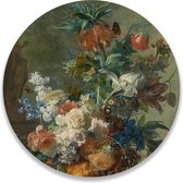 Wandcirkel Stilleven Met Mooie Bloemen | ⌀ 50 cm | Wanddecoratie | Muurcirkel Binnen | Forex | Ronde Schilderijen