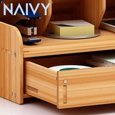 Naivy® Bureau Organizer (Hout) || Pennenbakje || Pennenhouder || Desk Organizer || Bureau Accessoires Organizer || Opberg Bakje || Pennenbakje met Lade ||