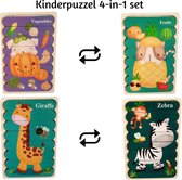Houten Puzzel - Dubbelzijdige Kinderpuzzels - Set 4-in-1 - Montessori Speelgoed - Set Dieren 2