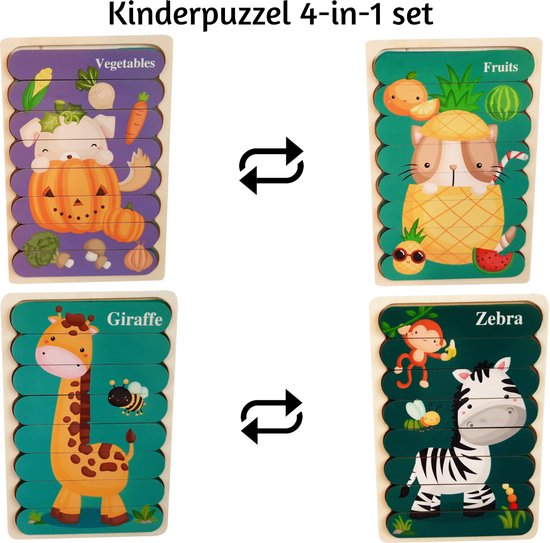 Puzzle double face - fruits, Jouets en bois