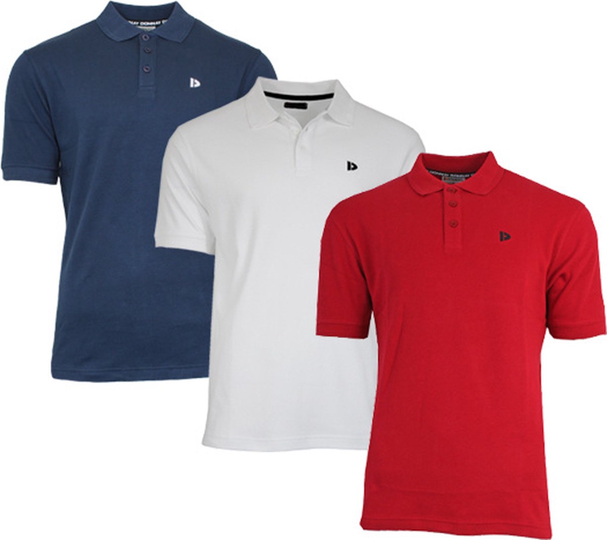 Donnay Polo 3-Pack - Sportpolo - Heren - Maat M - Navy/Wit/Berry (419)