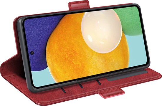 Coque Samsung Galaxy A13 (4G) - MobyDefend Luxe Wallet Book Case (côté fermeture) - Rouge - Coque pour téléphone portable - Coque adaptée pour : Samsung Galaxy A13 (4G)