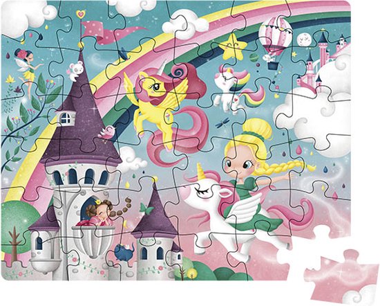 Eurekakids Puzzel Unicorn - 36 Stukjes - Kinderpuzzel met Eenhoorns en Prinsessen - 50 x 40 cm van Eurekakids — afbeelding 2
