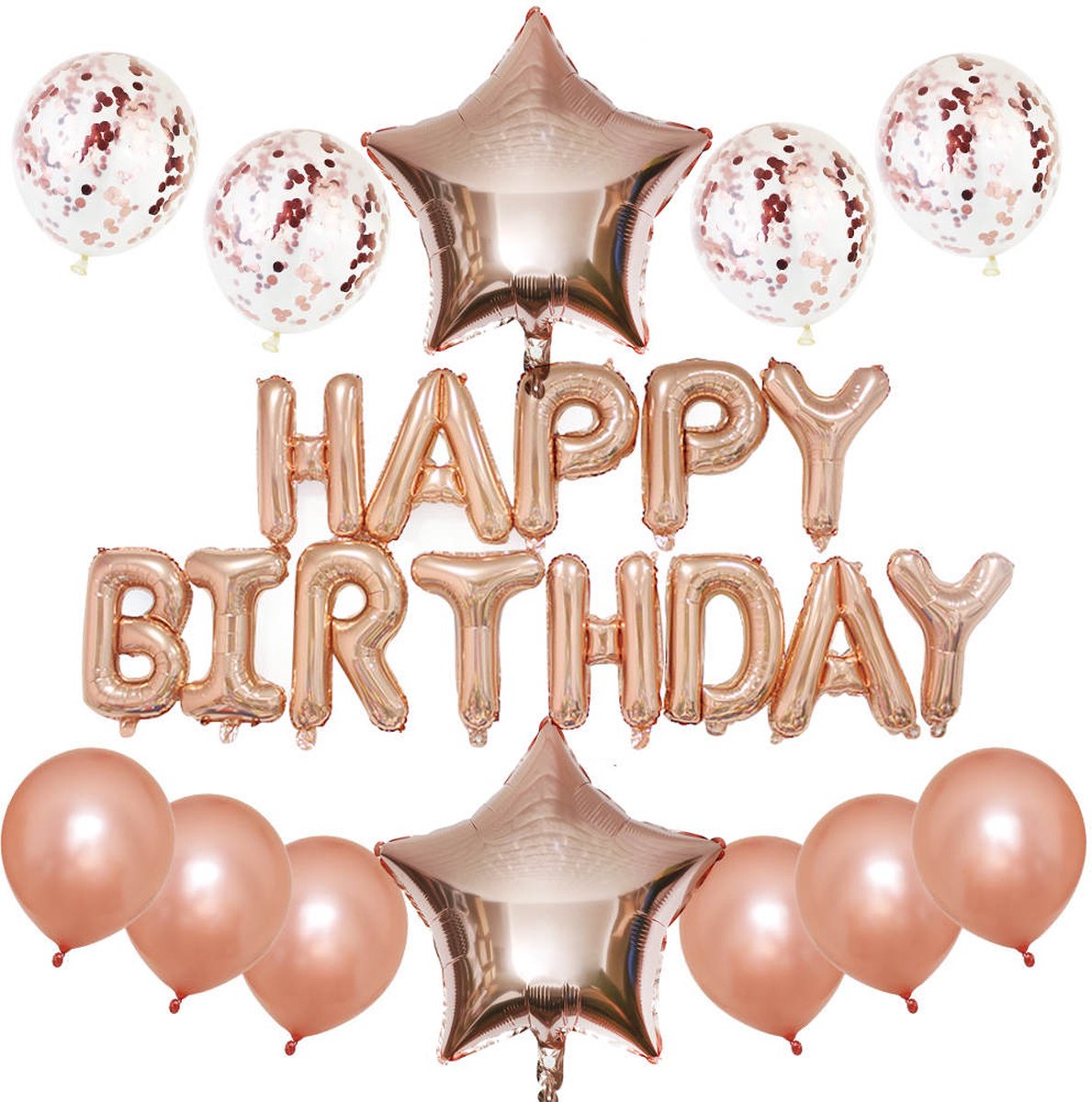Joya Beauty® Happy Birthday Ballons Party Set Zwart
