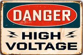 Signs-USA - Retro wandbord - metaal - Danger High Voltage - 20 x 30 cm