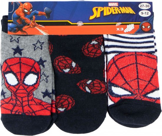 3 paar sneakersokken - Spiderman - Marvel - maat 31-34