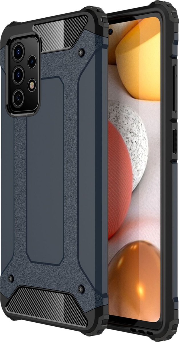 Mobigear Hoesje geschikt voor Samsung Galaxy A52 Telefoonhoesje Hardcase | Mobigear Outdoor Backcover Shockproof | Schokbestendig Galaxy A52 Telefoonhoesje | Anti Shock Proof - Marineblauw