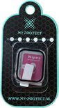 Verpakking van MY PROTECT Apple Watch hoes met screenprotector, maten 38-45mm.