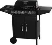 Bol.com Gas BBQ gasbarbecue barbecue "Festa 4" - 4 branders waarvan 1 zijbrander - 105 kW - Zwart aanbieding
