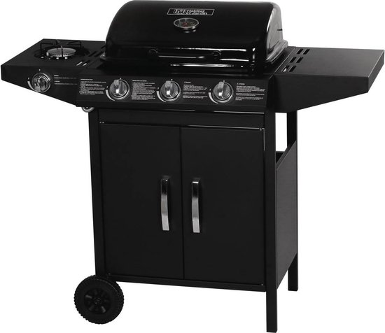 Gas BBQ gasbarbecue barbecue "Festa 4" - 4 branders waarvan 1 zijbrander - 10,5 kW - Zwart