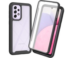 Hoesje Geschikt voor Samsung Galaxy A53 | Met ingebouwde screenprotector | Full Protect valbescherming | Doorzichtig / Zwart
