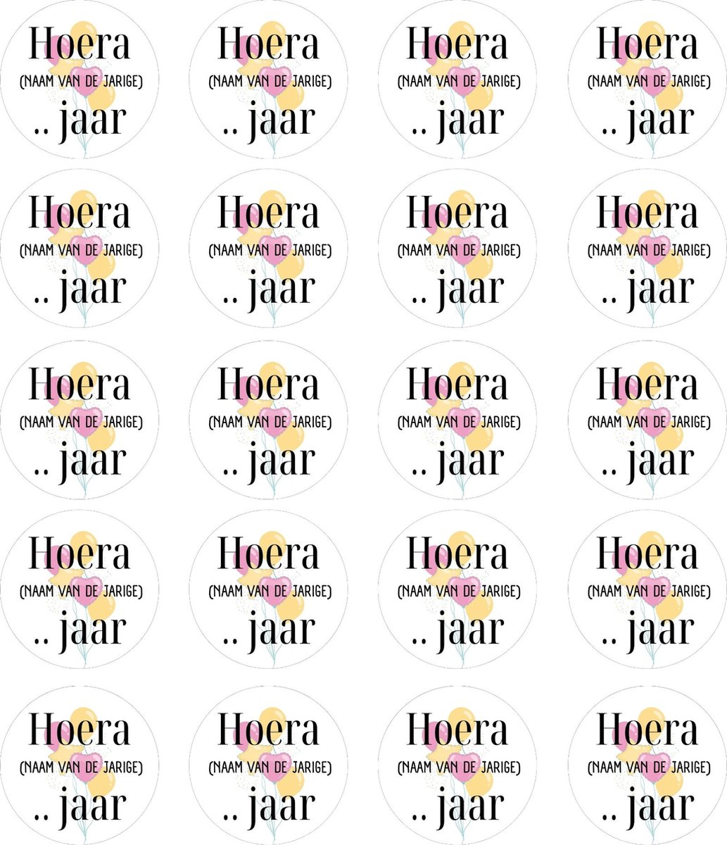20 x Gepersonaliseerde Stickers Verjaardag | Kinderfeest Traktatie | Eigen Naam Op Traktatiestickers Laten Drukken | Leeftijd | 40 mm Rond — afbeelding 2