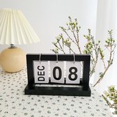 Houten Flip Kalender - Datum Maand Dag Display - Decoratie - Zwart