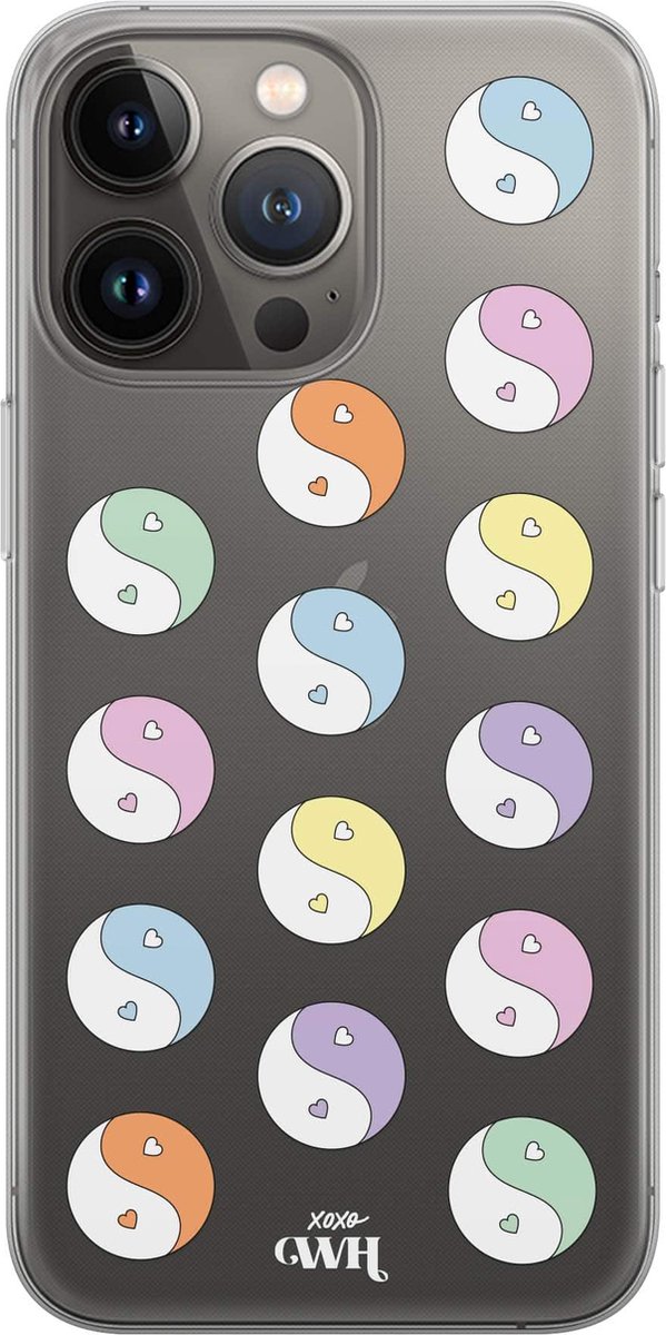 YinYang Pastel - Transparant hoesje geschikt voor iPhone 13 Pro transparant hoesje - Doorzichtig hoesje case - Beschermhoes siliconen geschikt voor iPhone 13 Pro - YinYang Pastel