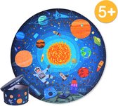 MiDeer - Ronde Puzzels - 150 puzzelstukjes in een mooie geschenkdoos - Loop in de Ruimte: Satelliet + Planeet + Raket + Ruimteschip + Astronaut - Puzzel voor kinderen vanaf 5 jaar