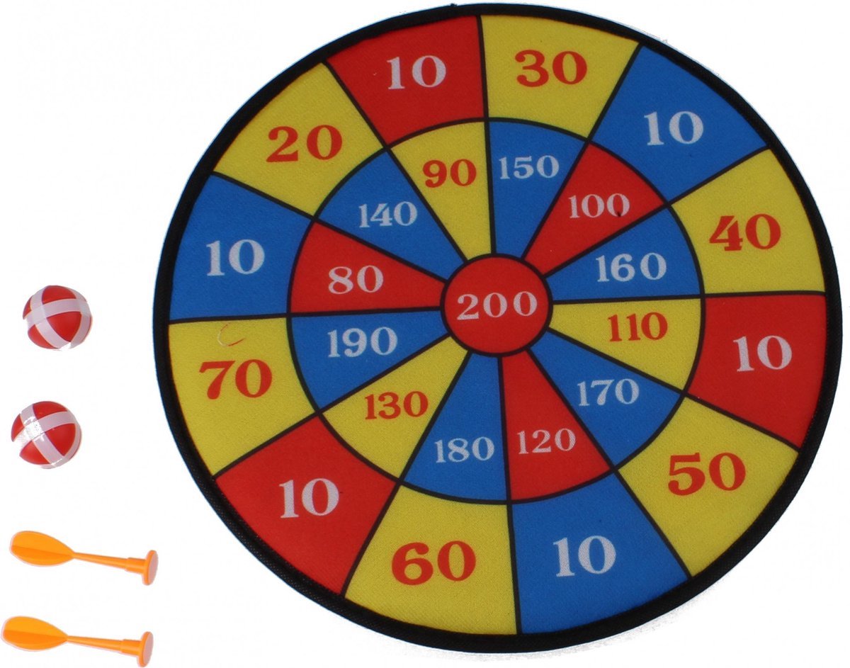 Darts dartbord voor kinderen - Geel / Blauw / Rood - Vilt / Kunststof - ⌀ 36 cm - Speelgoed - Darten - Darts - Cadeau