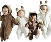 Budino® Baby Onesie - Baby Romper - Baby Pyjama - Baby Pakje - Baby Verkleedkleding - Carnavalskleding - Dier - Beer - Wit - maat 86