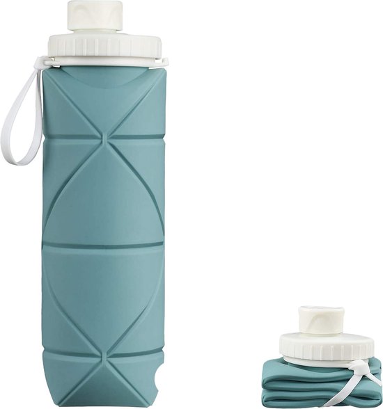 Foto: Yono opvouwbare waterfles siliconen drinkfles voor onderweg compact en bpa vrij 600 ml leisteen