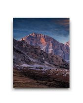 Schilderij  Landschap met bergen bos en sneeuw in herfst Links - Natuur / Landschap / 50x40cm