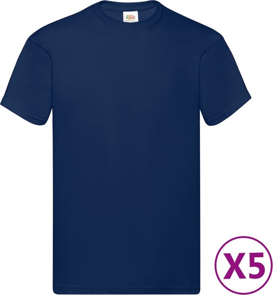 T-shirts Fruit of the Loom Original 5 pcs L coton bleu marine