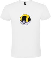 Wit T shirt met print van "Pokeball " print Geel / Wit / Zwart size XS