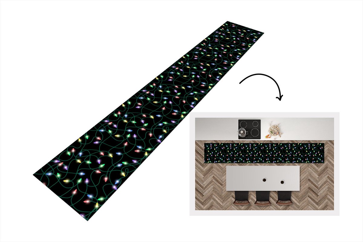 KitchenYeah Keukenloper - Keukenmat - Lichtsnoer - Kerstmis - Pastel - Patronen - Keuken vloerkleed Multicolor