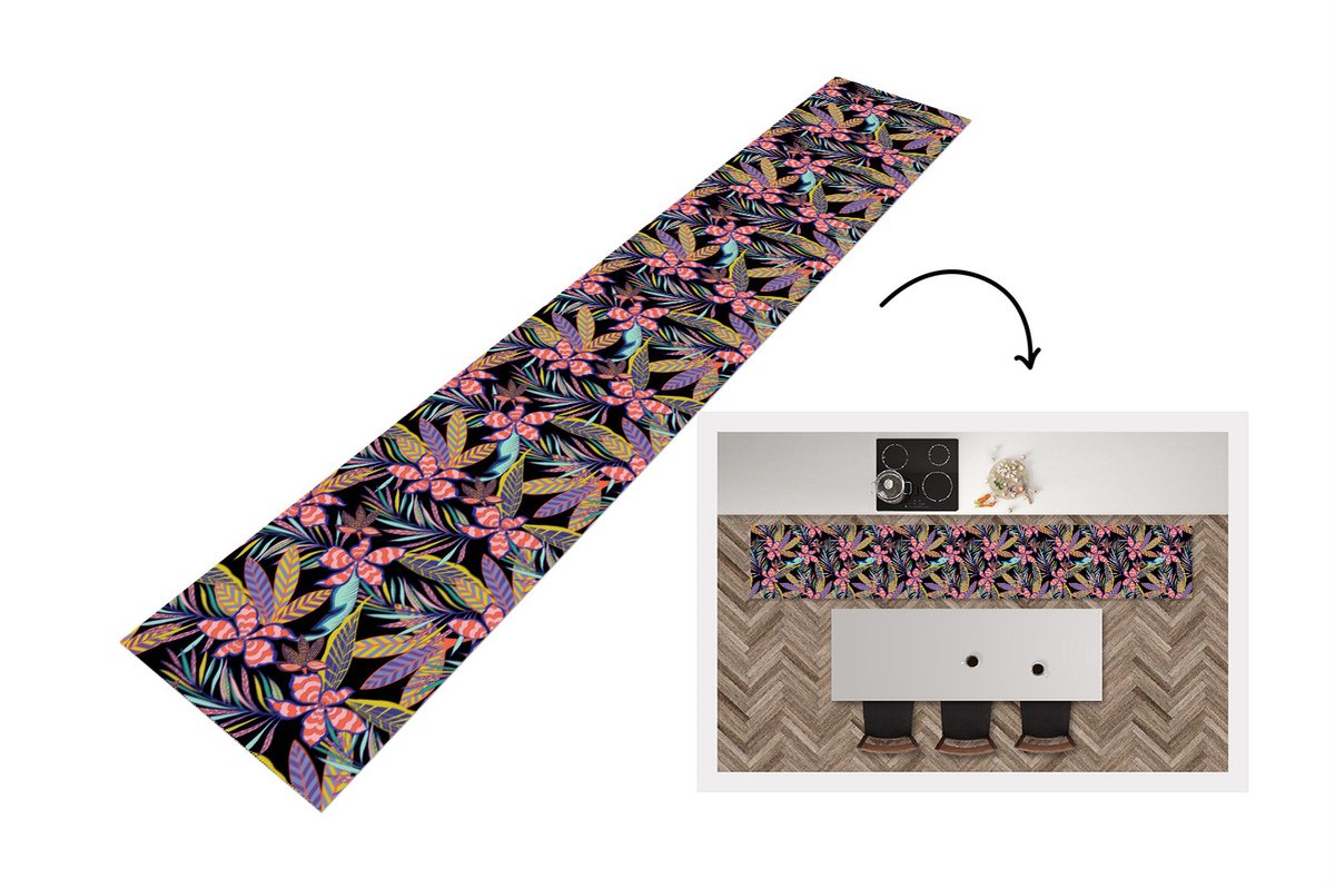 KitchenYeah Keukenloper - Keukenmat - Hawaii - Regenboog - Bloemen - Bladeren - Psychedelisch - Keuken vloerkleed Multicolor