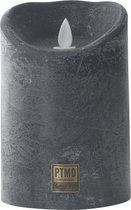PTMD LED kaars Rustiek antraciet 10 x 10 x 15 cm - LED Light Candle rustic swiss grey moveable flame L