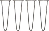 4 x Tafelpoten pinpoten - Lengte: 40.6cm - 2 pin - 10mm – Ruw staal - SkiSki Legs ™ - Retro hairpin