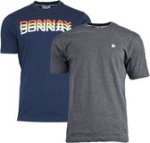 2-Pack Donnay T-shirts (599009/599008) - Heren - Navy/Charcoal marl - maat L