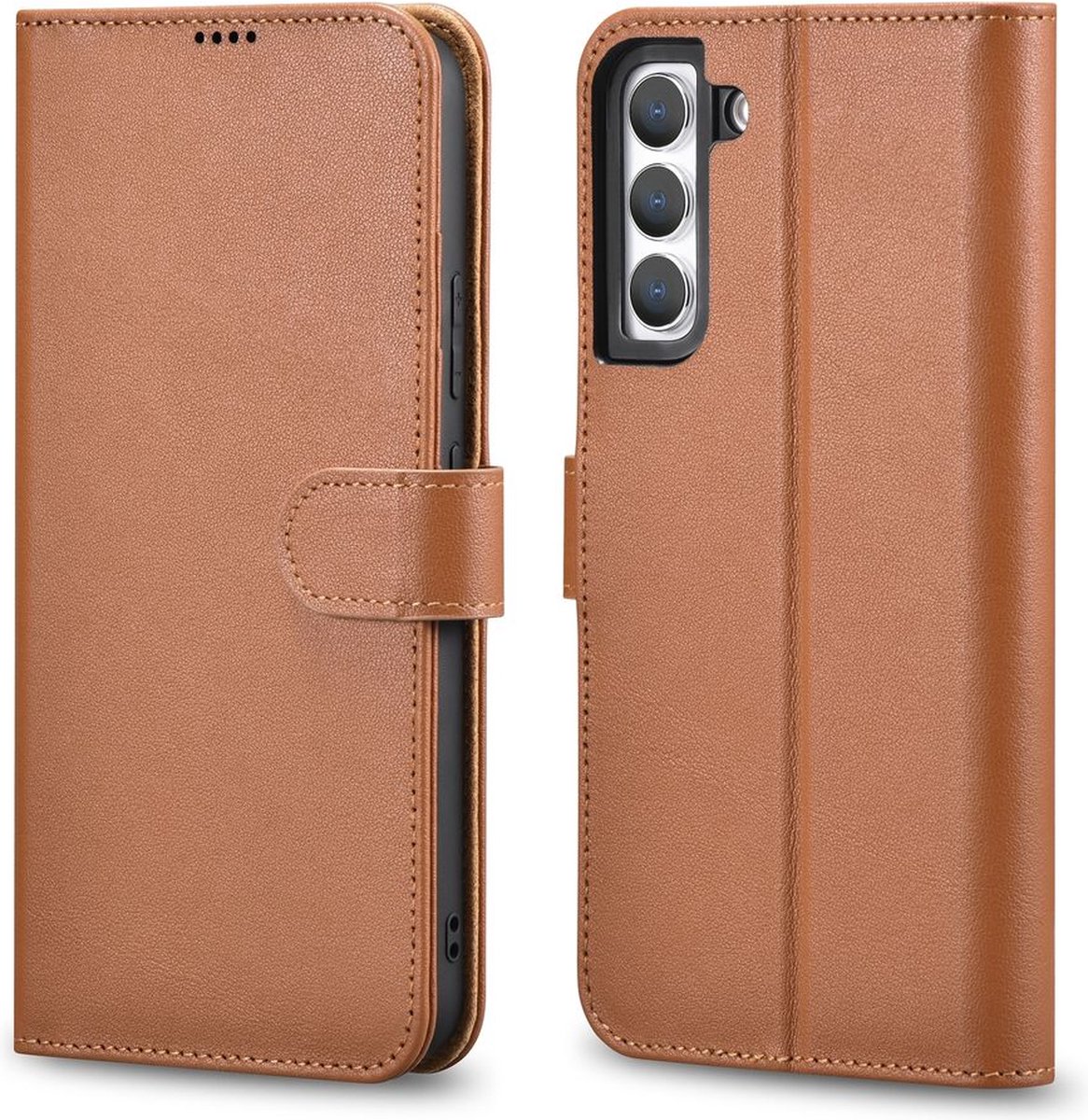 iCarer Leather Boekmodel Hoes Samsung Galaxy S22 - Bruin