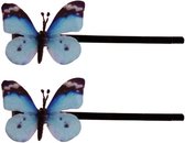 Schuifspeldjes vlindertje lichblauw - 4 cm