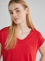 Pieces T-shirt Pcbillo Tee Lurex Stripes Noos 17078572 High Risk Red/gold Lurex Dames Maat - XL