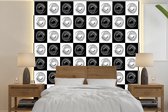 Behang - Fotobehang Patronen - Schaakbord - Zwart Wit - Breedte 350 cm x hoogte 350 cm