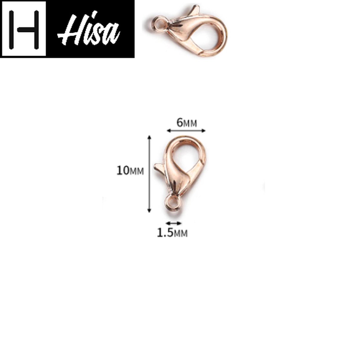 Hisa - Karabijn sluitingen - Rose Gold - 100 stuks - Karabijnsluitingen - 10mm