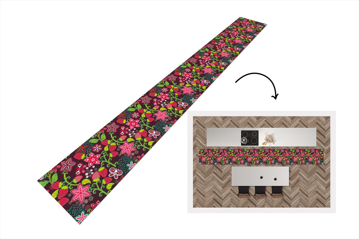 KitchenYeah Keukenloper - Keukenmat - Meisjes - Fruit - Bloemen - Patronen - Keuken vloerkleed multicolor, foto 3
