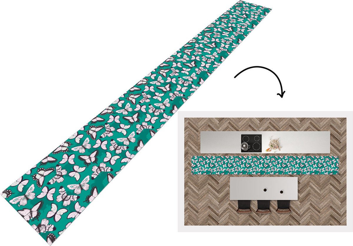 KitchenYeah Keukenloper - Keukenmat - Meisje - Vlinder - Dieren - Patronen - Keuken vloerkleed multicolor, foto 2