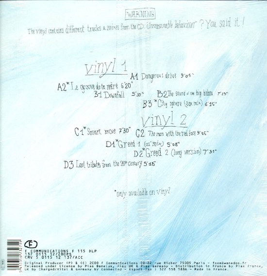 Unreasonable Behaviour (LP), Laurent Garnier | Vinyles (album ...