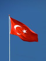 Turkse Vlag - Turkije Vlag - 90x150cm - EK Voetbal 2024 - Turkey Flag - Originele Kleuren - Sterke Kwaliteit Incl Bevestigingsringen - Hoogmoed Vlaggen