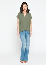 LOLALIZA Blouse met V-hals - Khaki - Maat 36