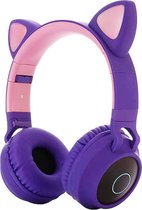 Bluetooth Cat-Ear Koptelefoon | Met LED Verlichting | Verbind via Bluetooth of Aux | Ingebouwde SD-Kaartsleuf / 3,5 mm audio-aansluiting / Microfoon / FM Radio | Draadloze Kinder Hoofdtelefoo