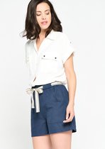 LOLALIZA Linnen short - Marine Blauw - Maat 42